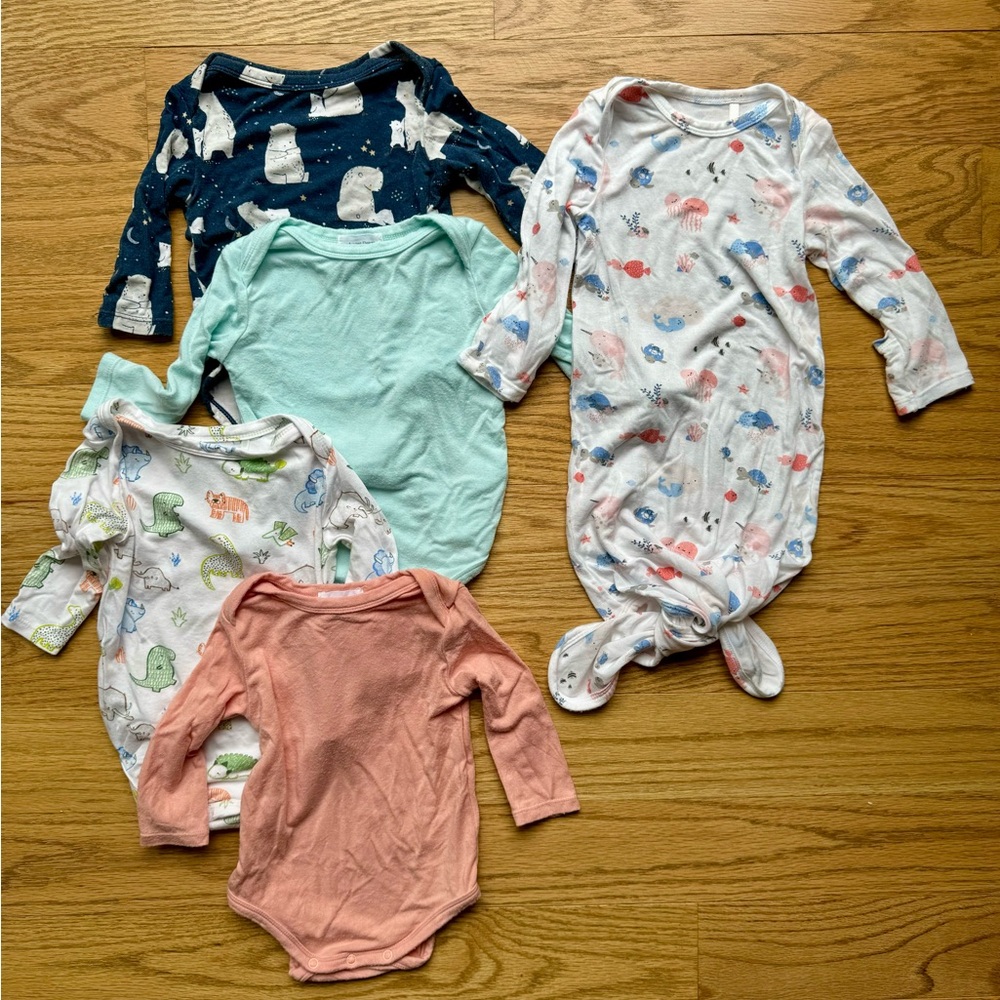 Angel Dear bundle of 5 long sleeve items 0-3 months